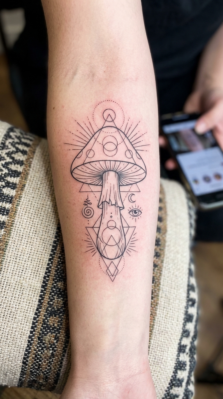 Mountain meditation with mushrooms representing Arizona's spiritual landscape