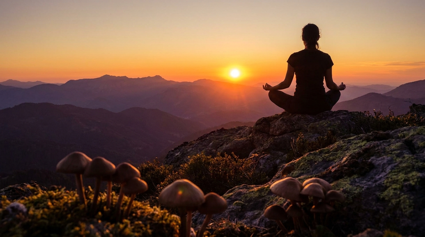 Mountain meditation representing Utah's spiritual landscape