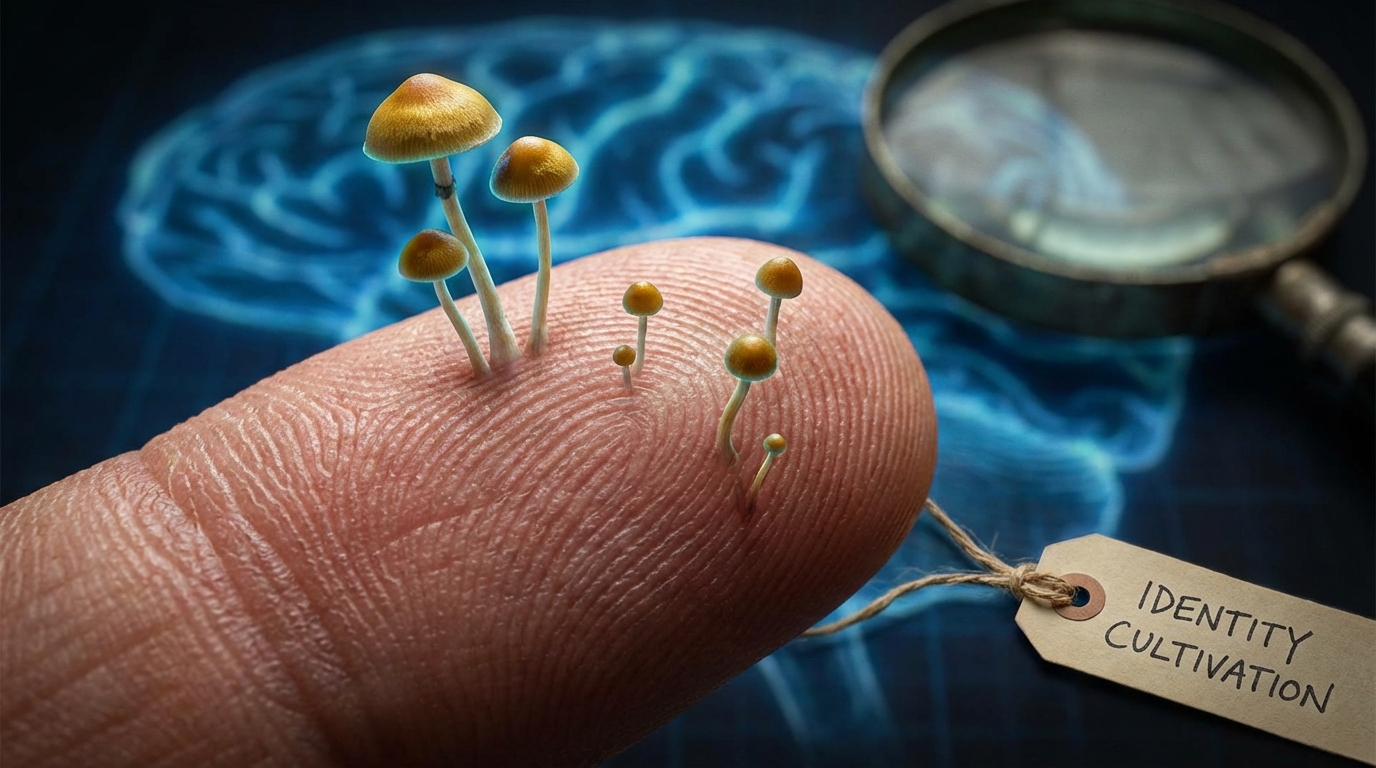 Brain-and-mushroom concept visual for dose-response education